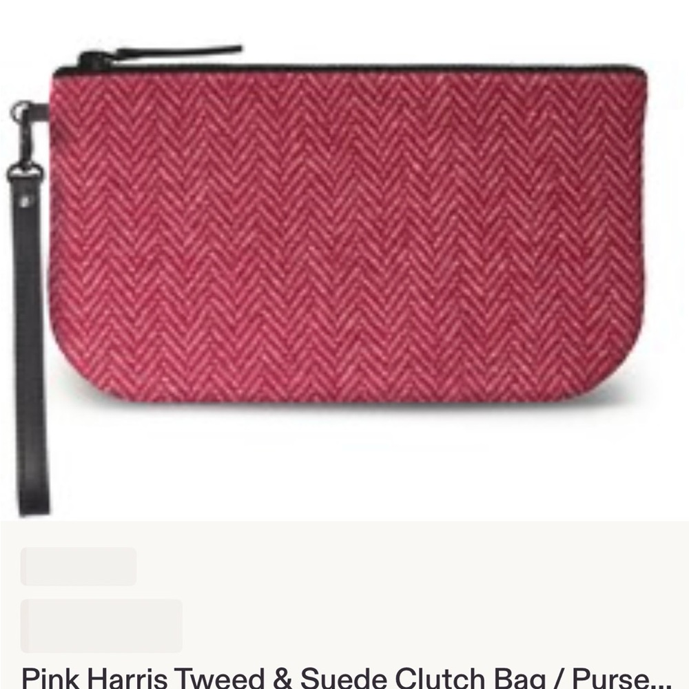Textured Pink Herringbone Zip Clutch